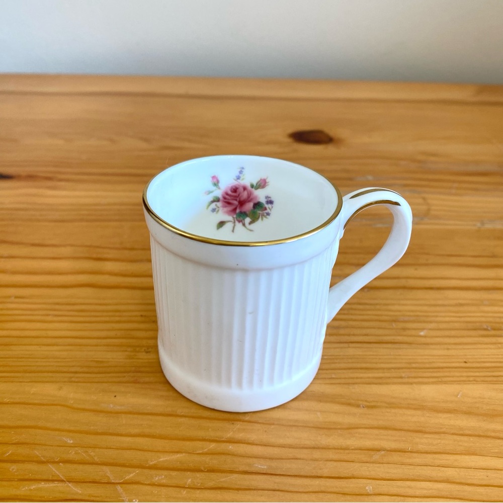 Vintage 80s The Danbury Mint Staffordshire Tea Rose Espresso Demitasse Cup Mug